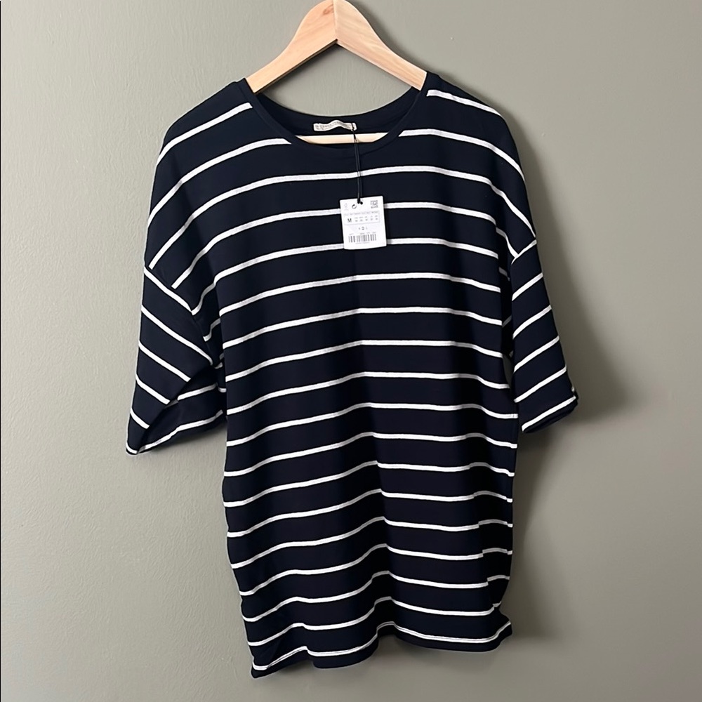 Zara Trafaluc navy stripe vintage top